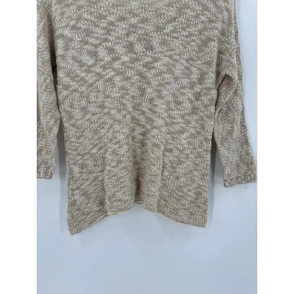 Peruvian Connection Sweater Womens Medium Beige Cotton Blend Pullover Sheer Knit
